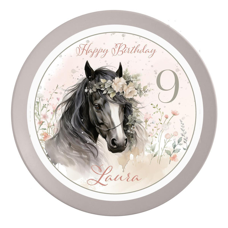 Tortenaufleger Geburtstag Pferd 3 Name & Zahl (20cm)