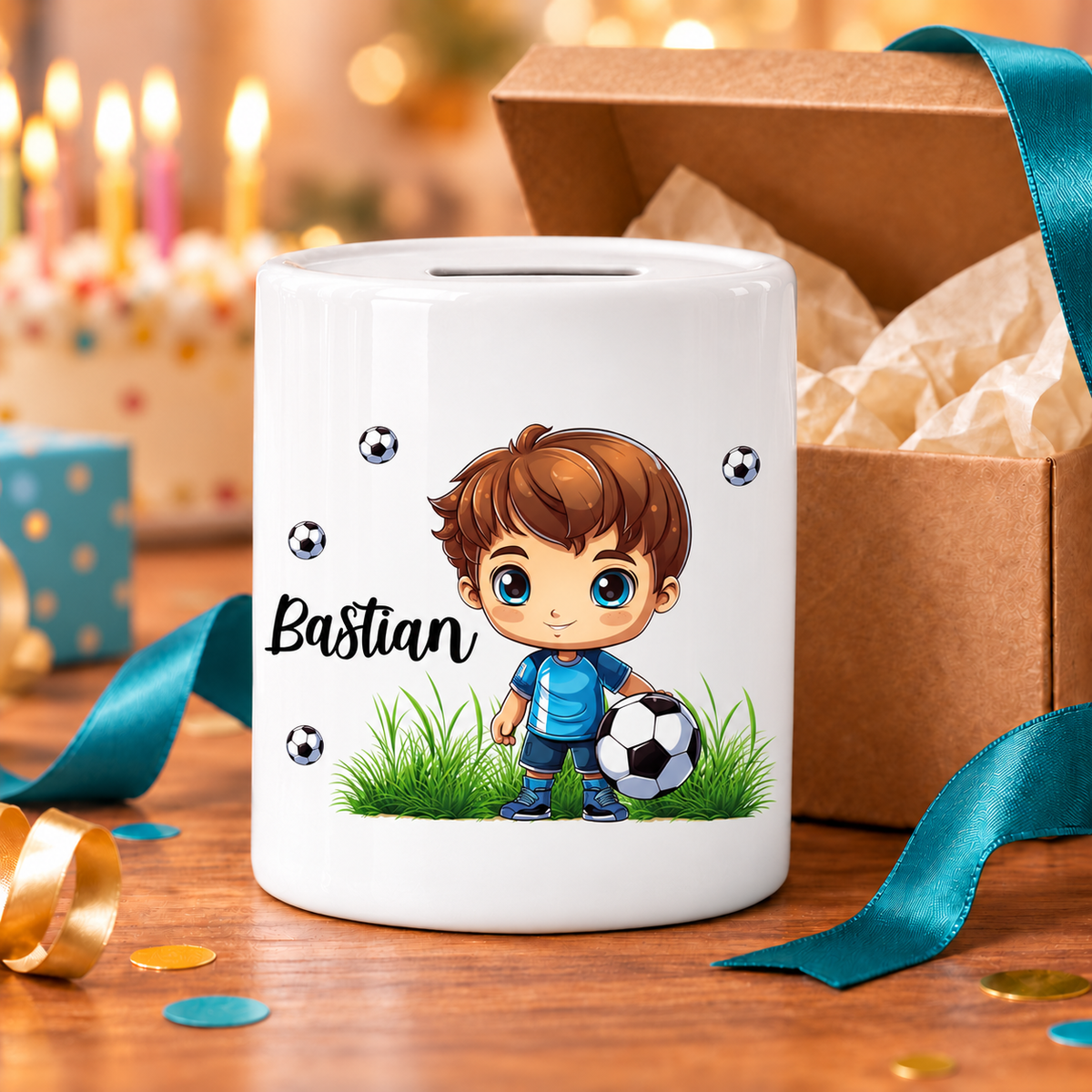 MUCKKI-PRO:894c20e2fcd50d7a128913e334a06edc7d50c7beeaa676fc4f19788e3a82dbf2:Spardose mit Wunschname Fußball 6 personalisiert