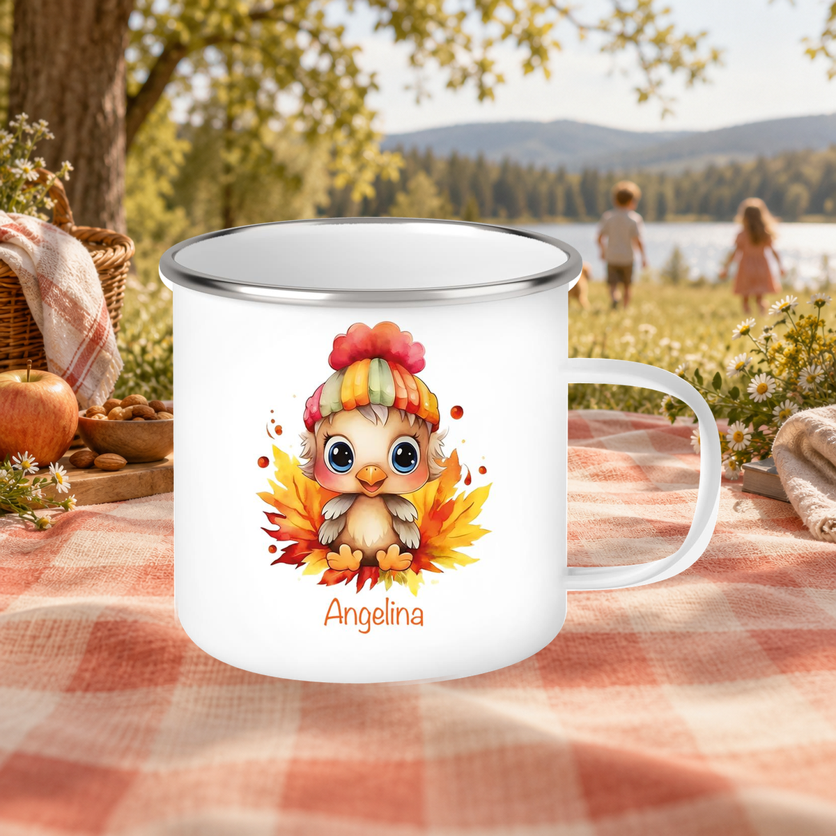 MUCKKI-PRO:58d5cbbb77e46bd856e8ec77c7aff60093cc00967a13915b63446818f9cfcecb:Tasse Wunschname Küken 1 Emaille Kinderbecher personalisiert