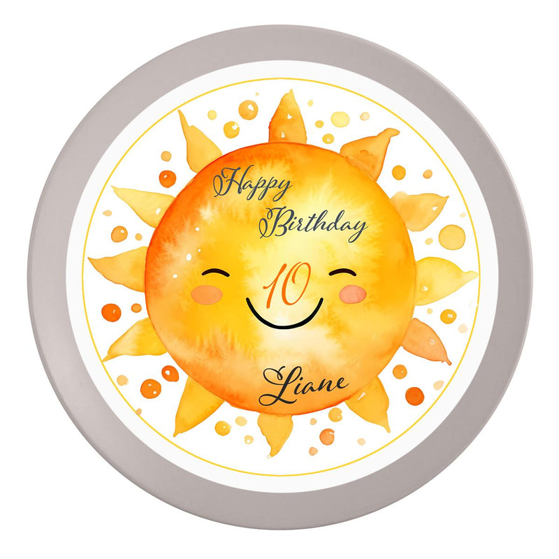 Tortenaufleger Geburtstag Sonne 1 Name & Zahl (20cm) Fondant Papier