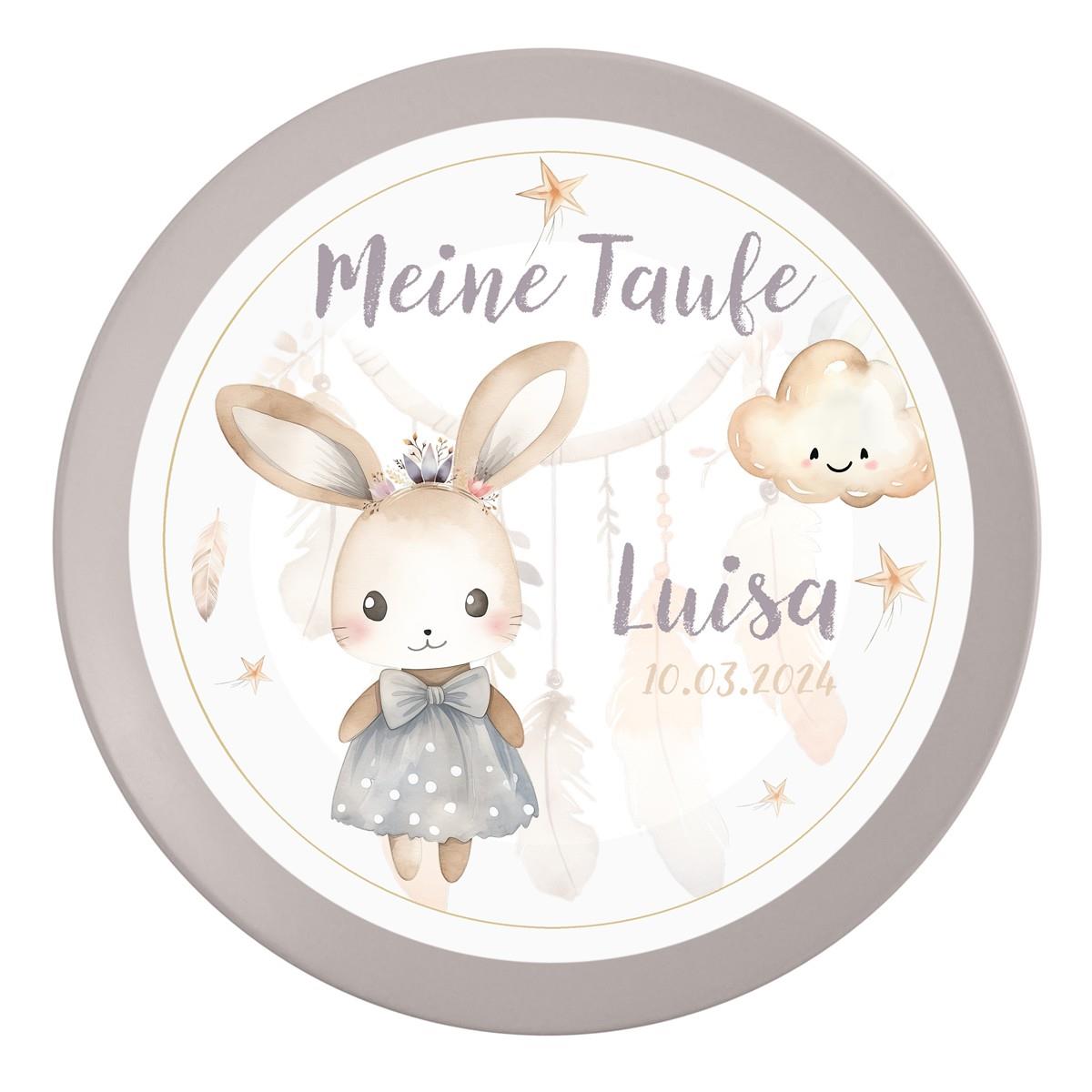 Tortenaufleger Taufe Hase 1 Name & Datum (20cm)