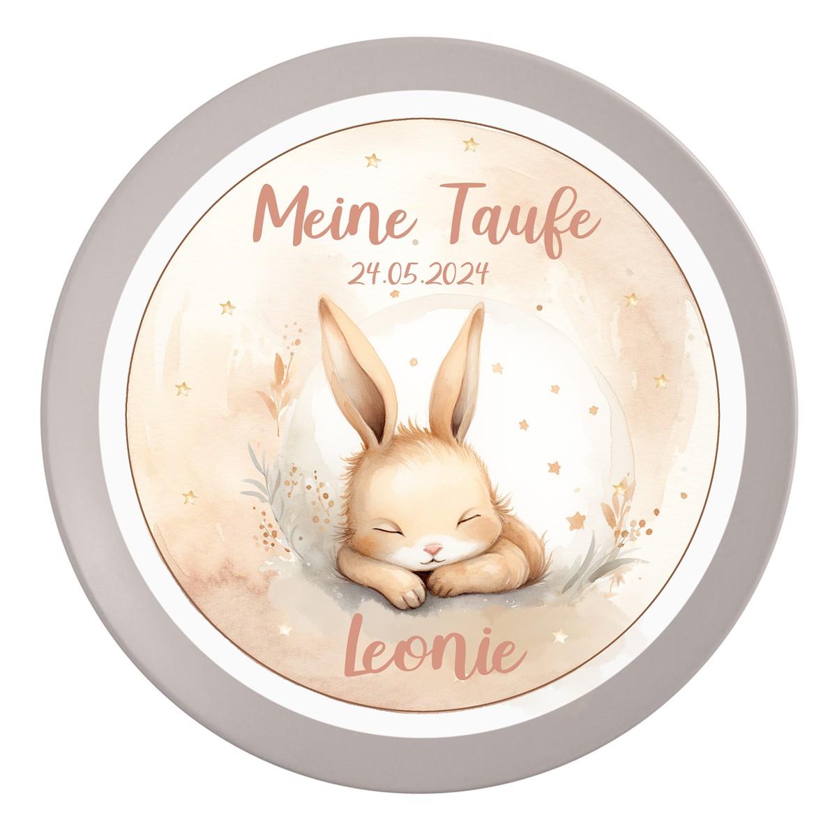 Tortenaufleger Taufe Hase 2 Name & Datum (20cm)