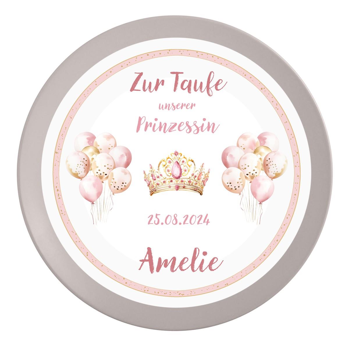 Tortenaufleger Taufe Prinzessin 1 Name & Datum (20cm)