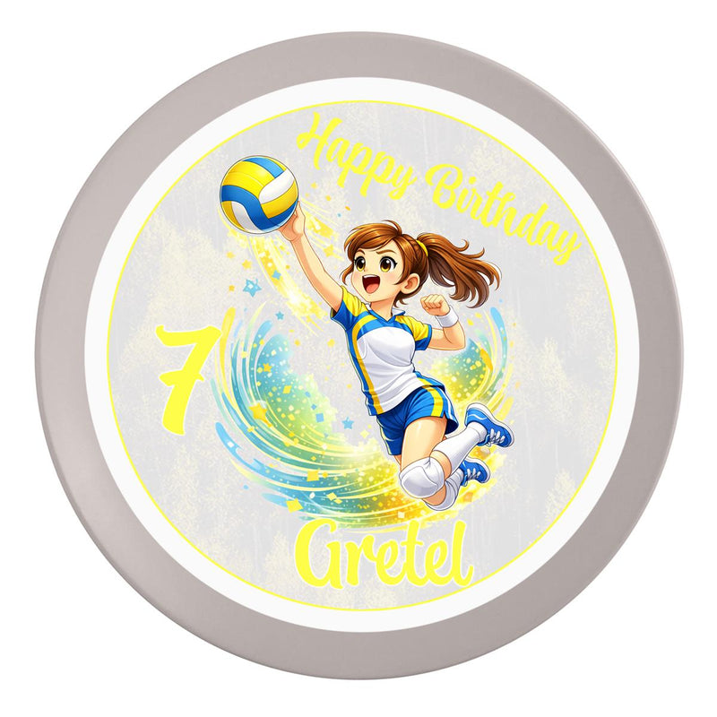 Cake Topper Birthday Volleyball 1 Name & Number (20cm) Fondant Paper