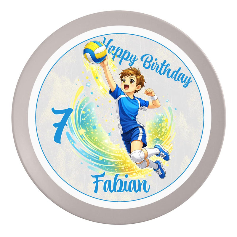 Cake Topper Birthday Volleyball 2 Name & Number (20cm) Fondant Paper