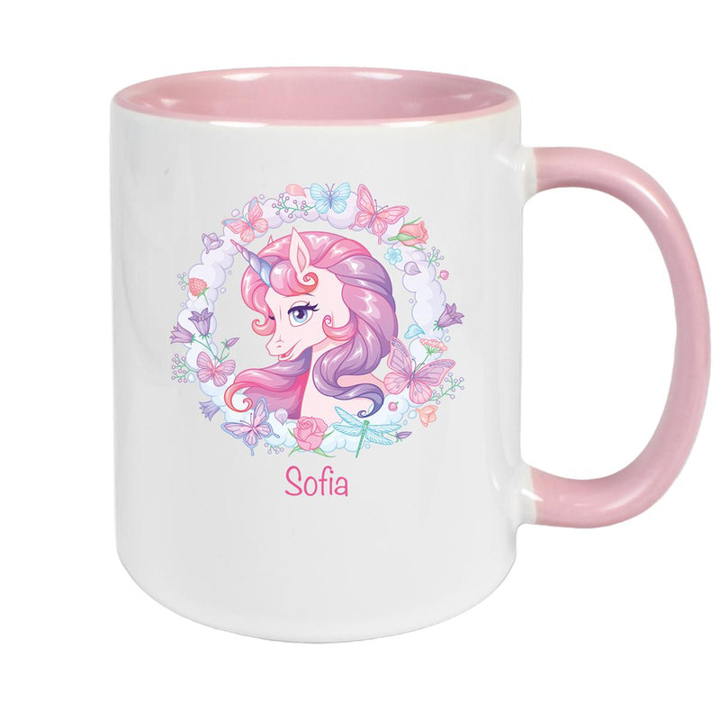 Tasse Wunschname Einhorn 1 Keramik Kinderbecher personalisiert versch. Farben