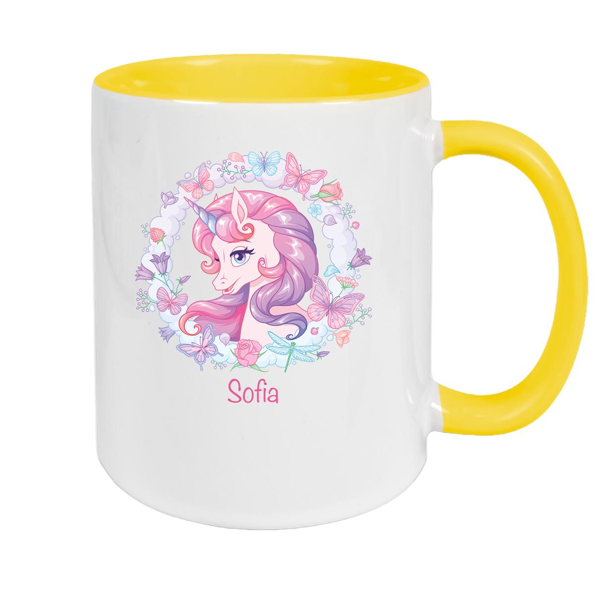 Tasse Wunschname Einhorn 1 Keramik Kinderbecher personalisiert versch. Farben