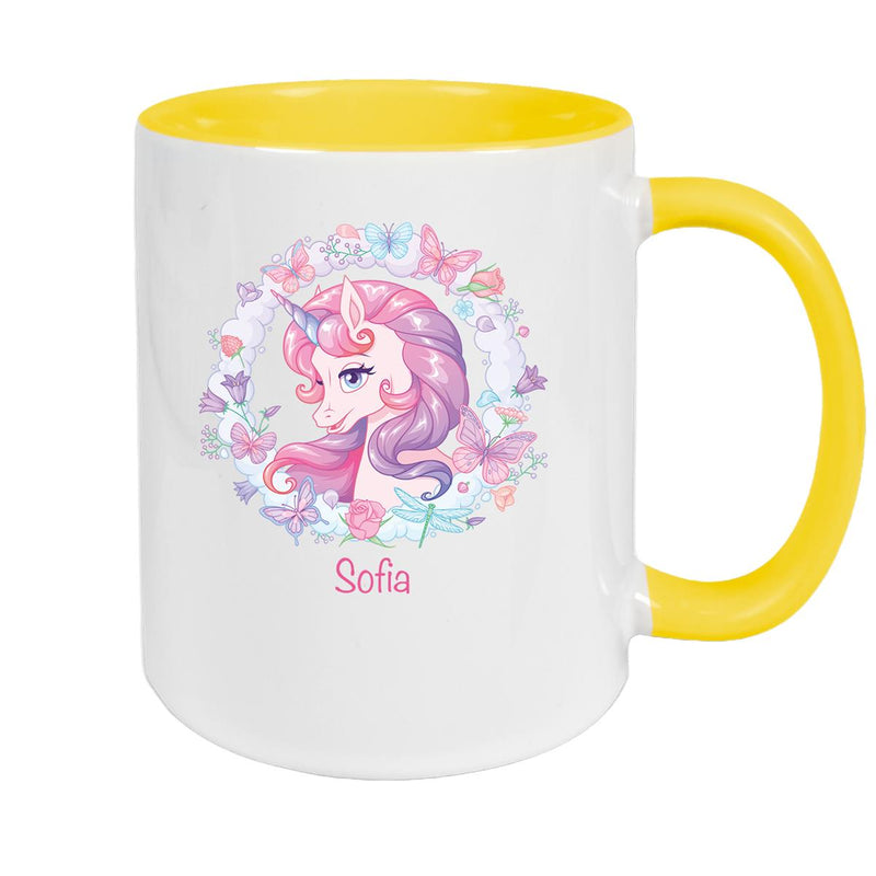 Tasse Wunschname Einhorn 1 Keramik Kinderbecher personalisiert versch. Farben