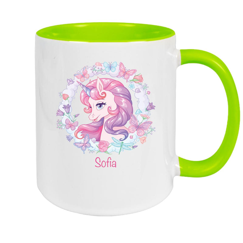 Tasse Wunschname Einhorn 1 Keramik Kinderbecher personalisiert versch. Farben