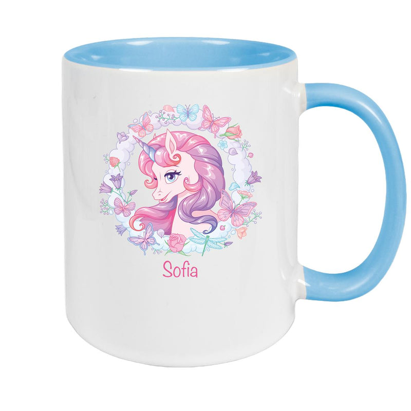 Tasse Wunschname Einhorn 1 Keramik Kinderbecher personalisiert versch. Farben