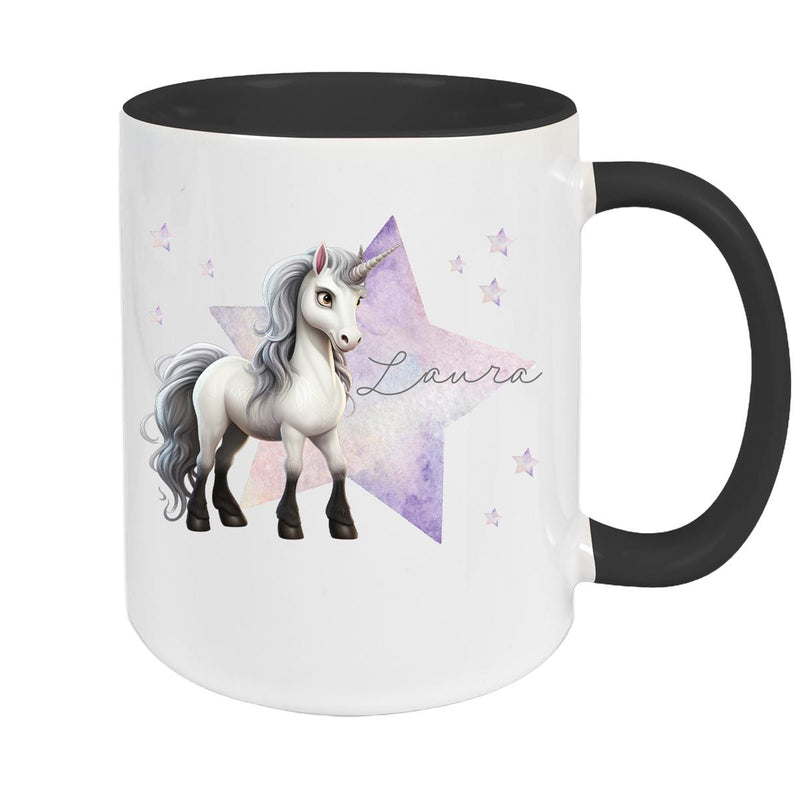 Tasse Wunschname Einhorn Stern 1 Keramik Kinderbecher versch. Farben