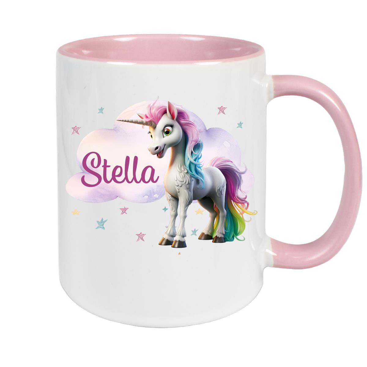 Tasse Einhorn Wolke 4 Wunschname Keramik Kinderbecher personalisiert versch. Farben