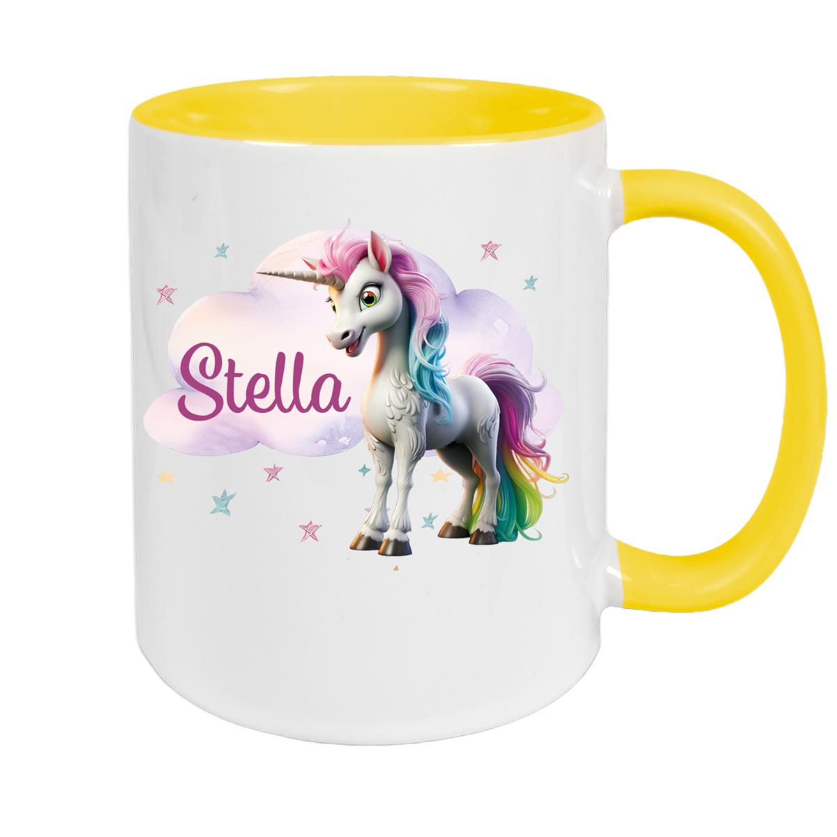 Tasse Einhorn Wolke 4 Wunschname Keramik Kinderbecher personalisiert versch. Farben