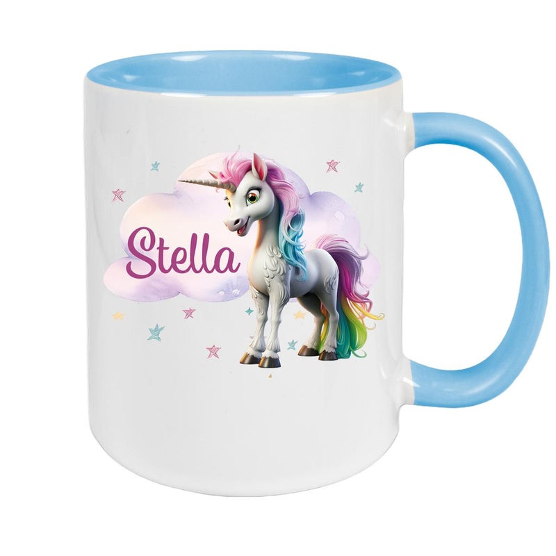 Tasse Einhorn Wolke 4 Wunschname Keramik Kinderbecher personalisiert versch. Farben