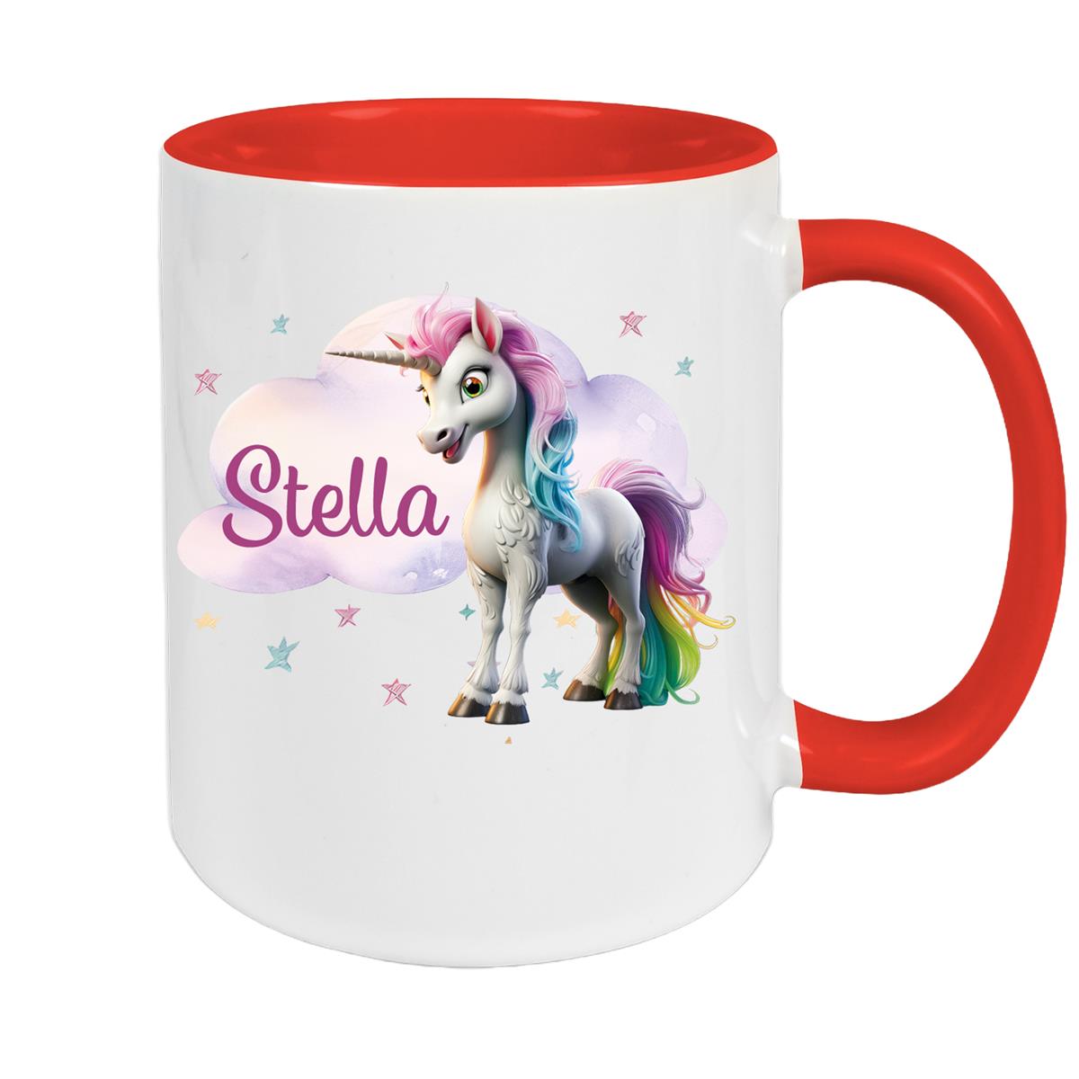 Tasse Einhorn Wolke 4 Wunschname Keramik Kinderbecher personalisiert versch. Farben