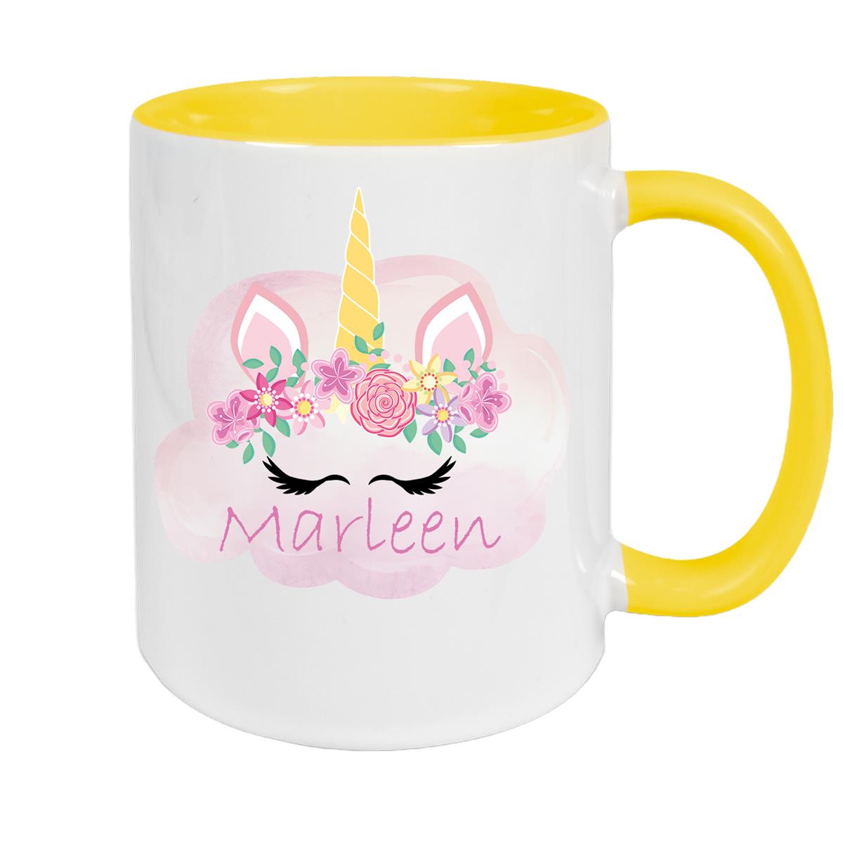 Tasse Einhorn 5 Wunschname Keramik Kinderbecher personalisiert versch. Farben