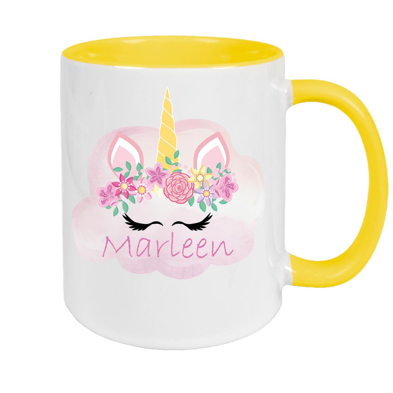Tasse Einhorn 5 Wunschname Keramik Kinderbecher personalisiert versch. Farben