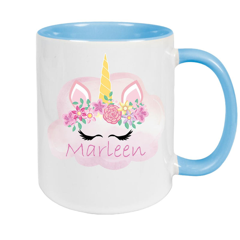 Tasse Einhorn 5 Wunschname Keramik Kinderbecher personalisiert versch. Farben