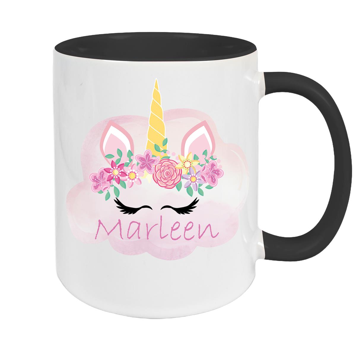 Tasse Einhorn 5 Wunschname Keramik Kinderbecher personalisiert versch. Farben