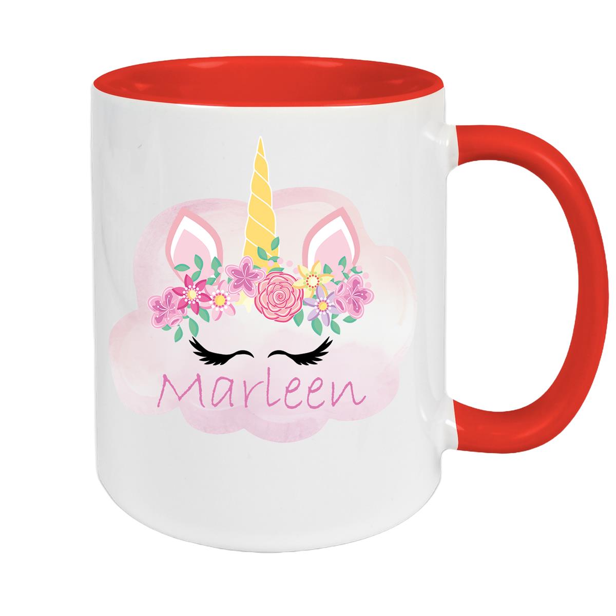 Tasse Einhorn 5 Wunschname Keramik Kinderbecher personalisiert versch. Farben