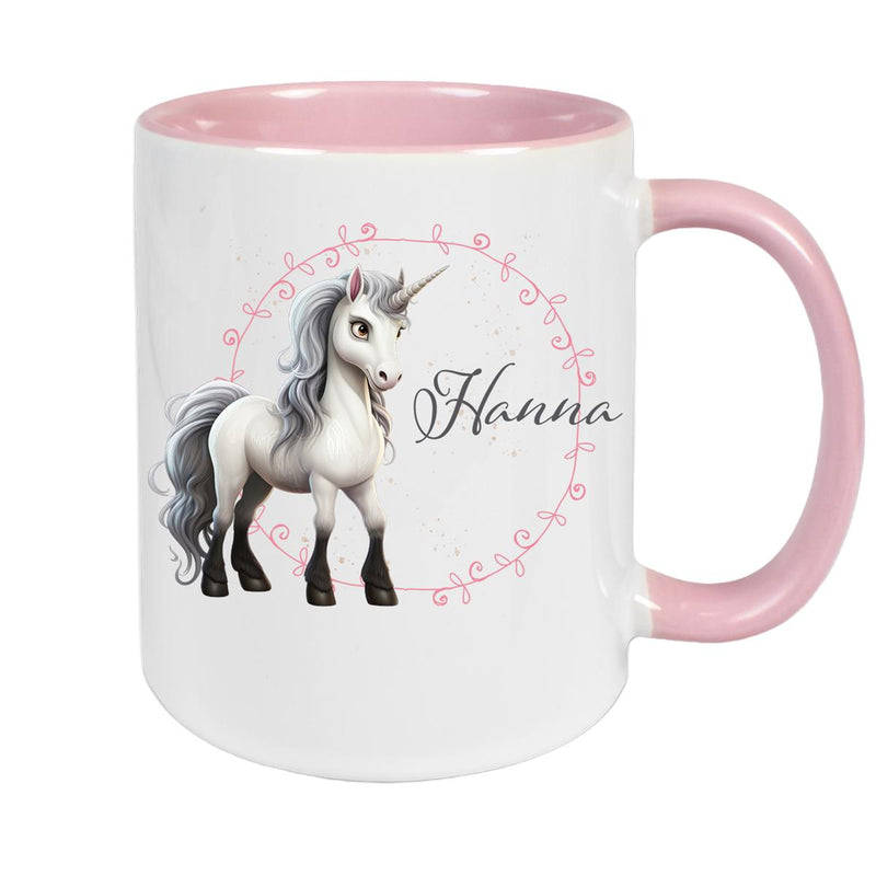 Tasse Einhorn 6 Wunschname Keramik Kinderbecher personalisiert versch. Farben