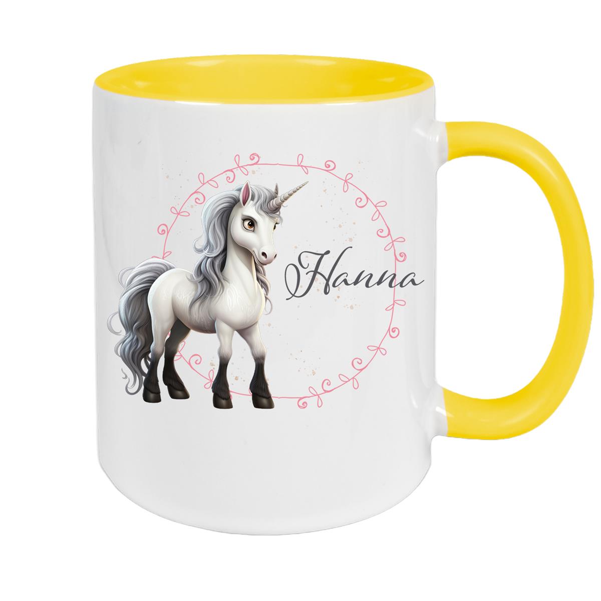 Tasse Einhorn 6 Wunschname Keramik Kinderbecher personalisiert versch. Farben