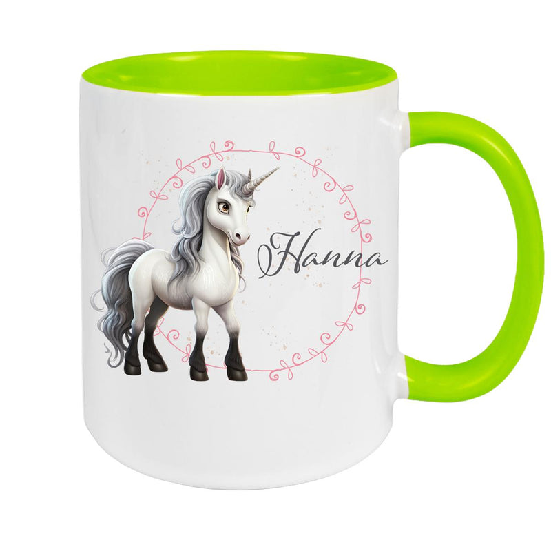 Tasse Einhorn 6 Wunschname Keramik Kinderbecher personalisiert versch. Farben
