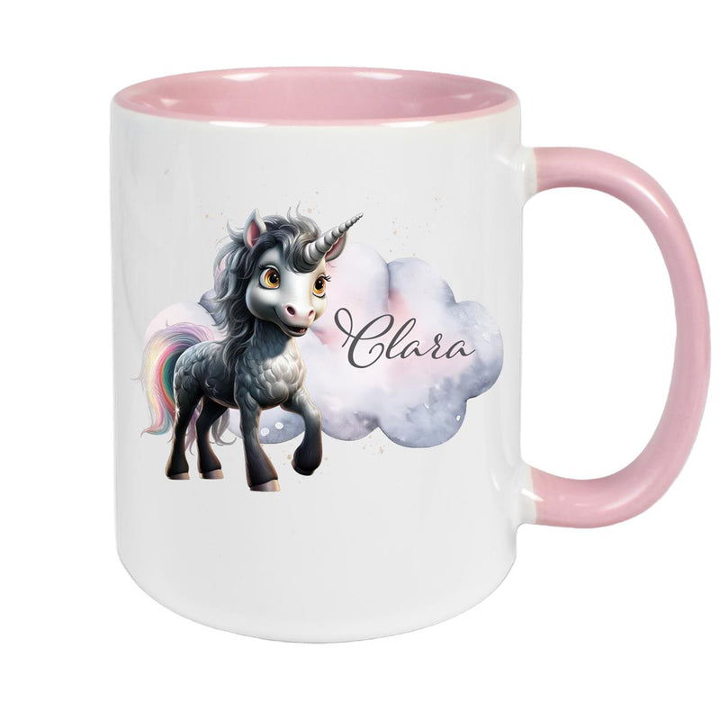Tasse Einhorn 7 Wunschname Keramik Kinderbecher personalisiert versch. Farben
