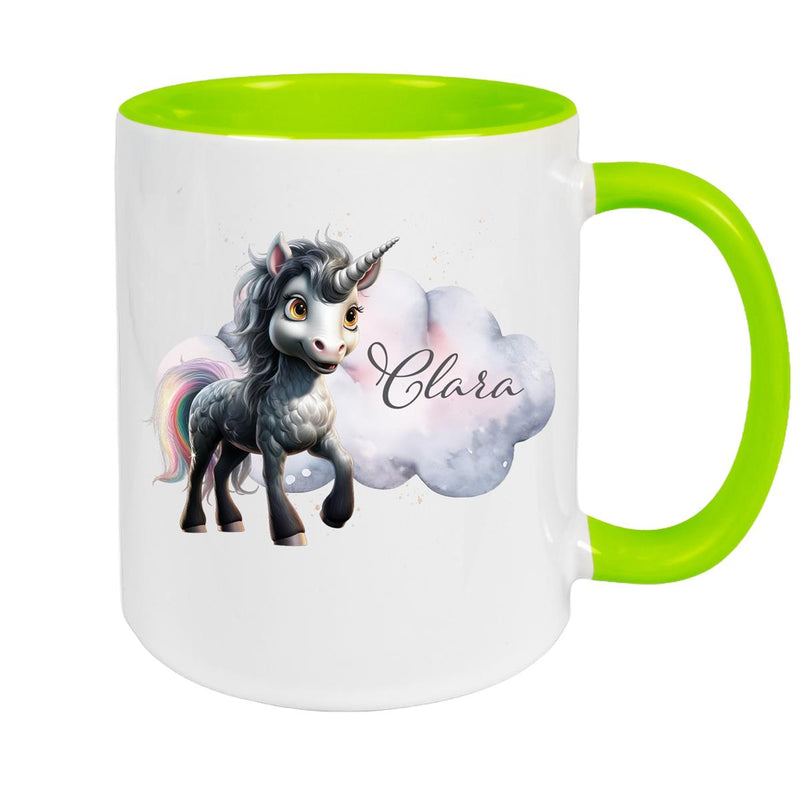 Tasse Einhorn 7 Wunschname Keramik Kinderbecher personalisiert versch. Farben