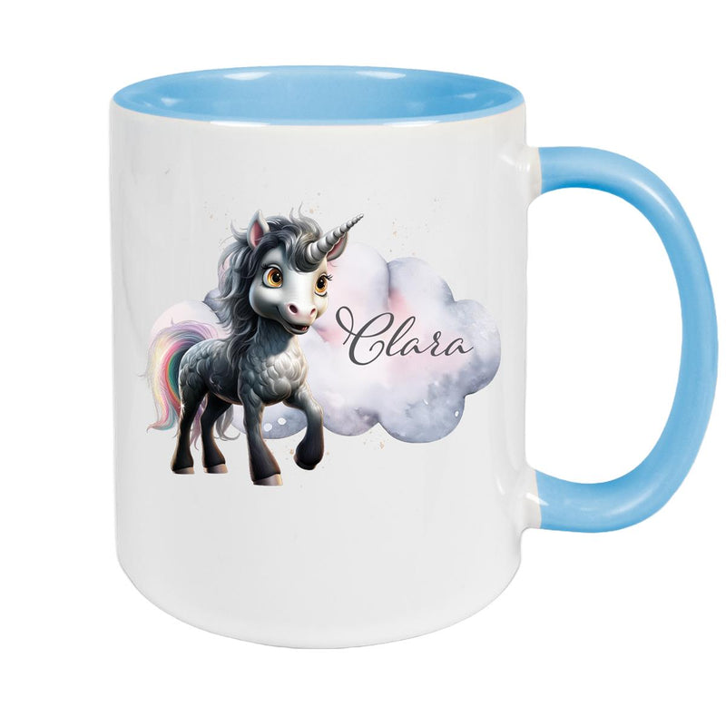 Tasse Einhorn 7 Wunschname Keramik Kinderbecher personalisiert versch. Farben
