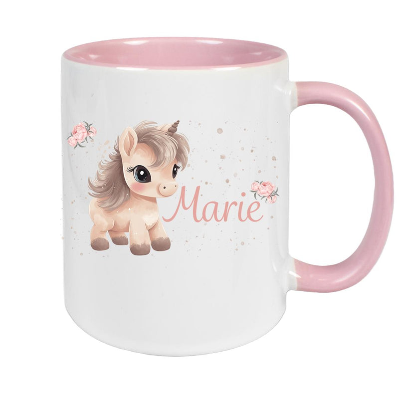 Tasse Einhorn 8 Wunschname Keramik Kinderbecher personalisiert versch. Farben