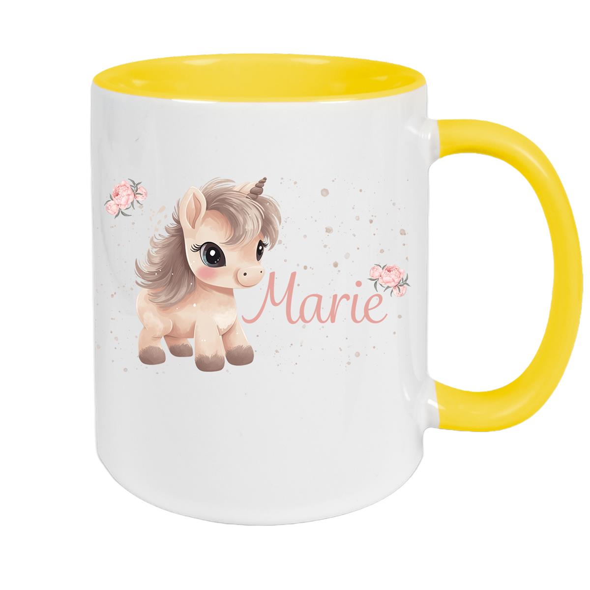 Tasse Einhorn 8 Wunschname Keramik Kinderbecher personalisiert versch. Farben
