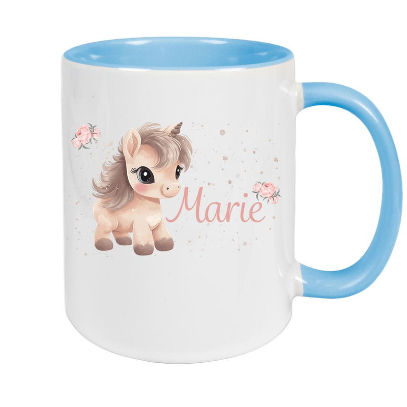 Tasse Einhorn 8 Wunschname Keramik Kinderbecher personalisiert versch. Farben