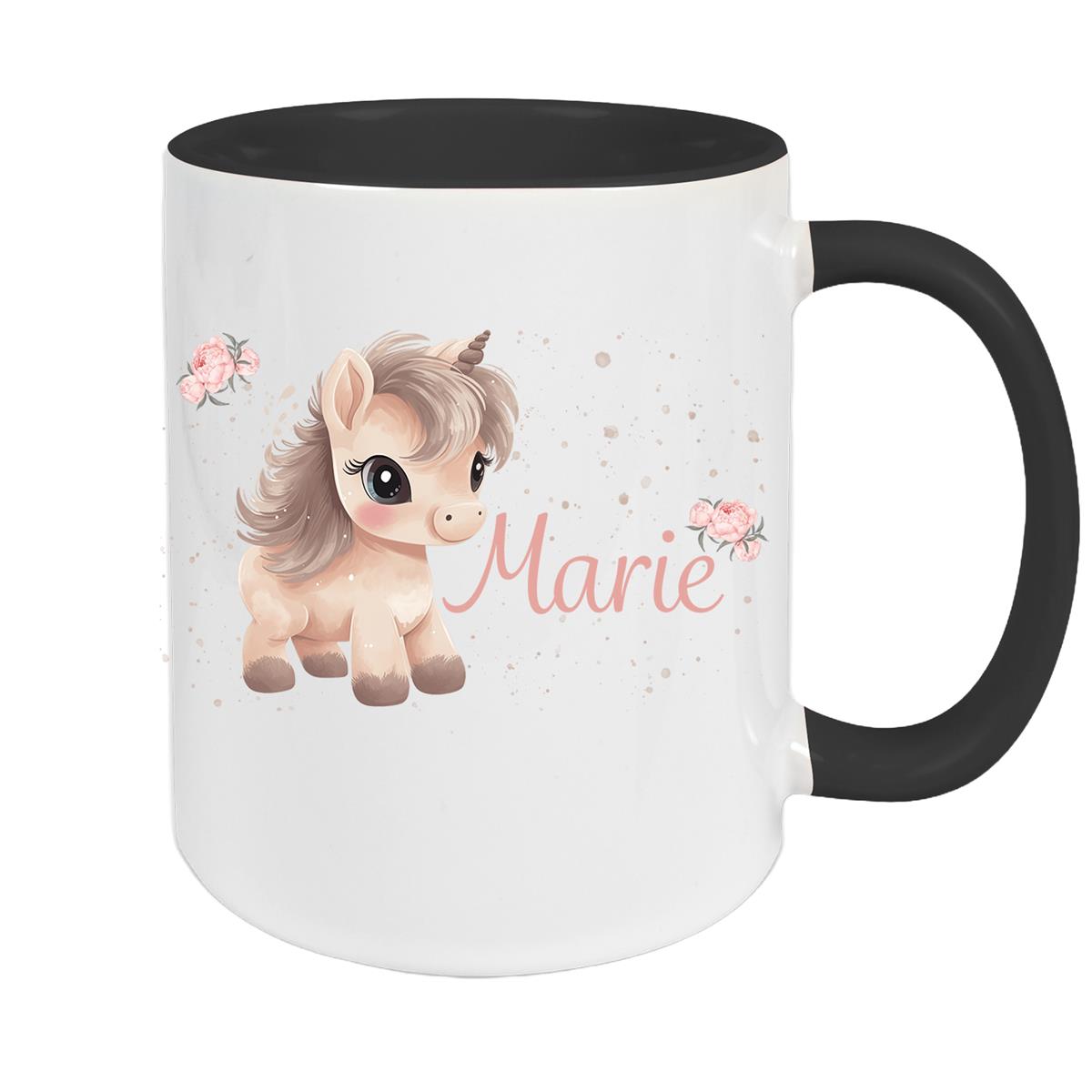 Tasse Einhorn 8 Wunschname Keramik Kinderbecher personalisiert versch. Farben