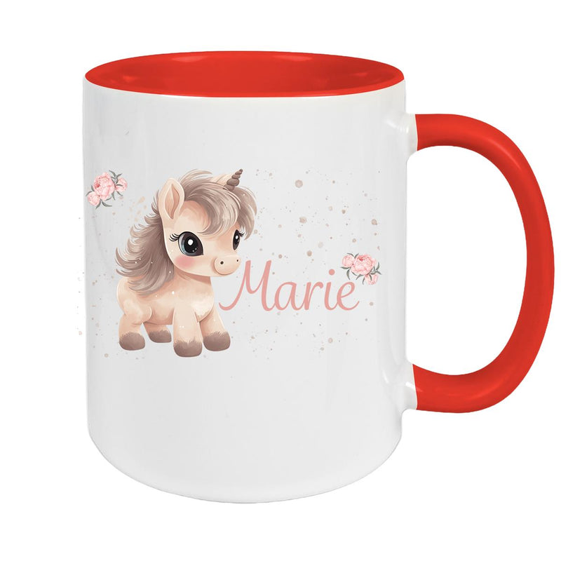 Tasse Einhorn 8 Wunschname Keramik Kinderbecher personalisiert versch. Farben