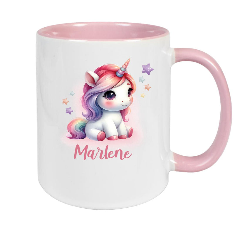 Tasse Einhorn 10 Wunschname Keramik Kinderbecher personalisiert versch. Farben