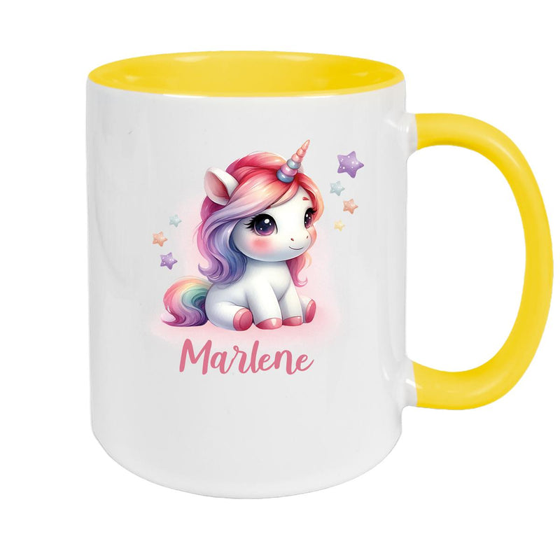Tasse Einhorn 10 Wunschname Keramik Kinderbecher personalisiert versch. Farben