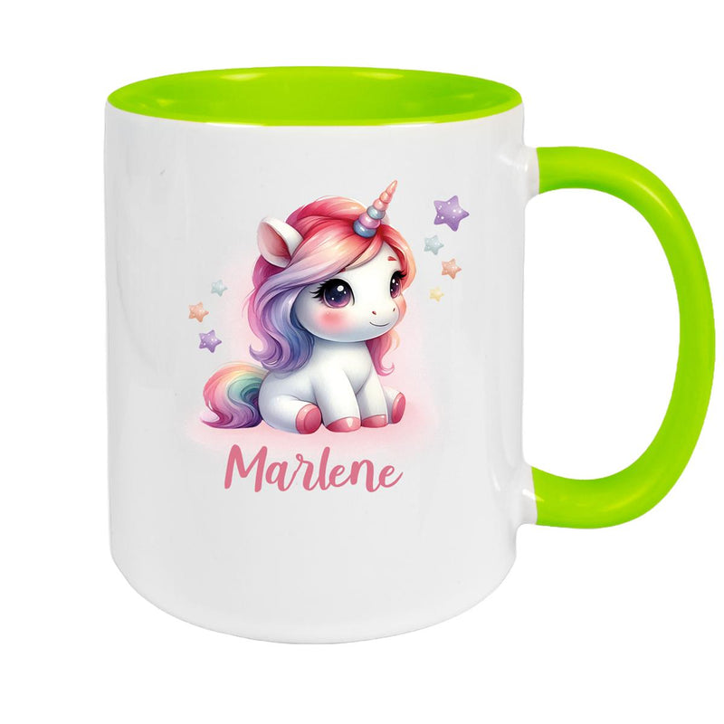 Tasse Einhorn 10 Wunschname Keramik Kinderbecher personalisiert versch. Farben
