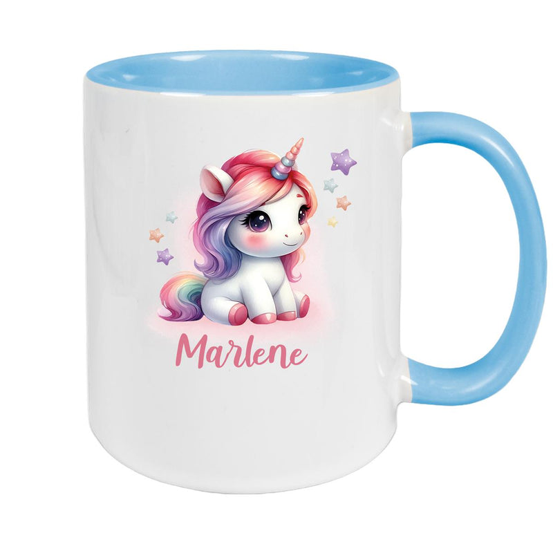 Tasse Einhorn 10 Wunschname Keramik Kinderbecher personalisiert versch. Farben