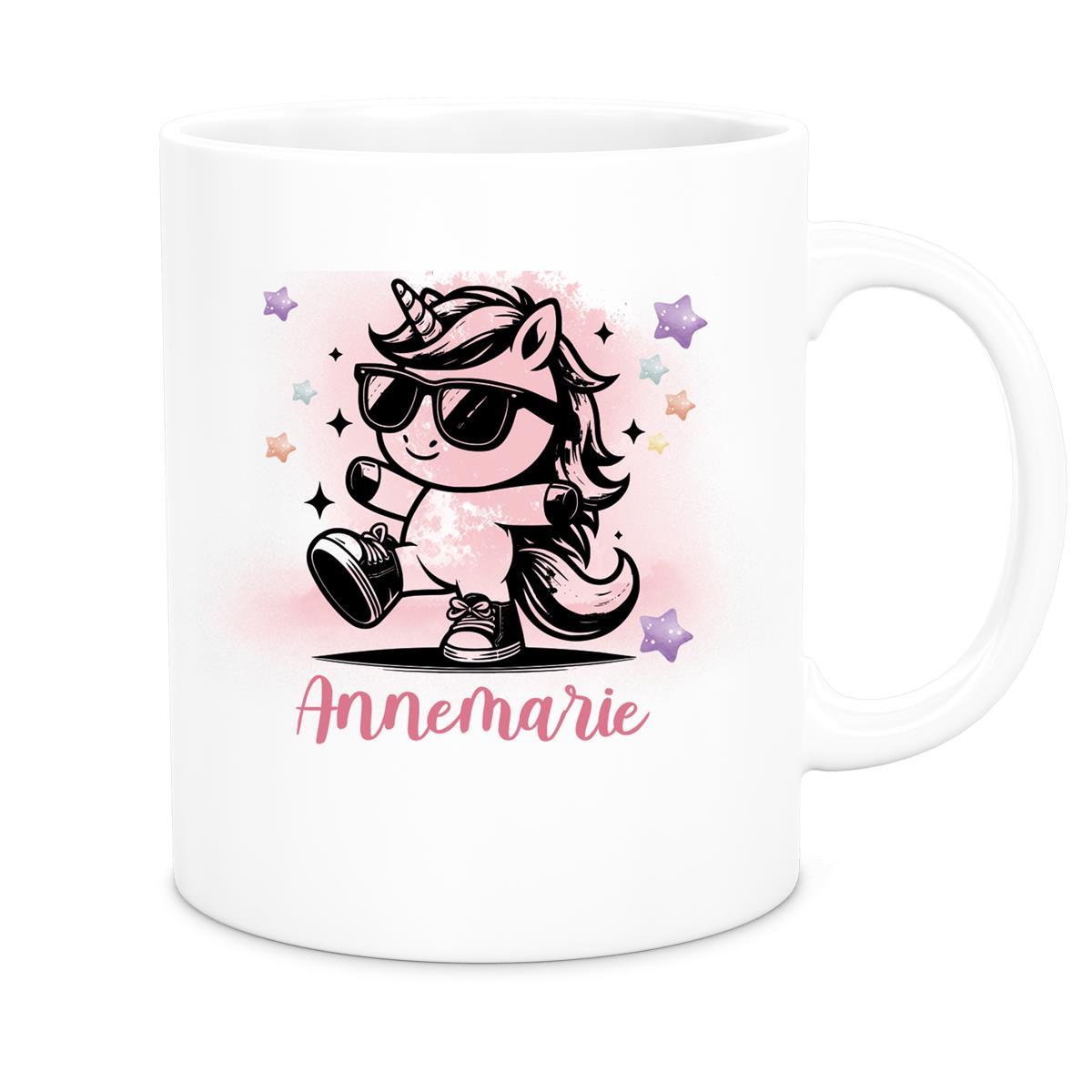 Tasse Wunschname Einhorn 11 Keramik Kinderbecher personalisiert versch. Farben