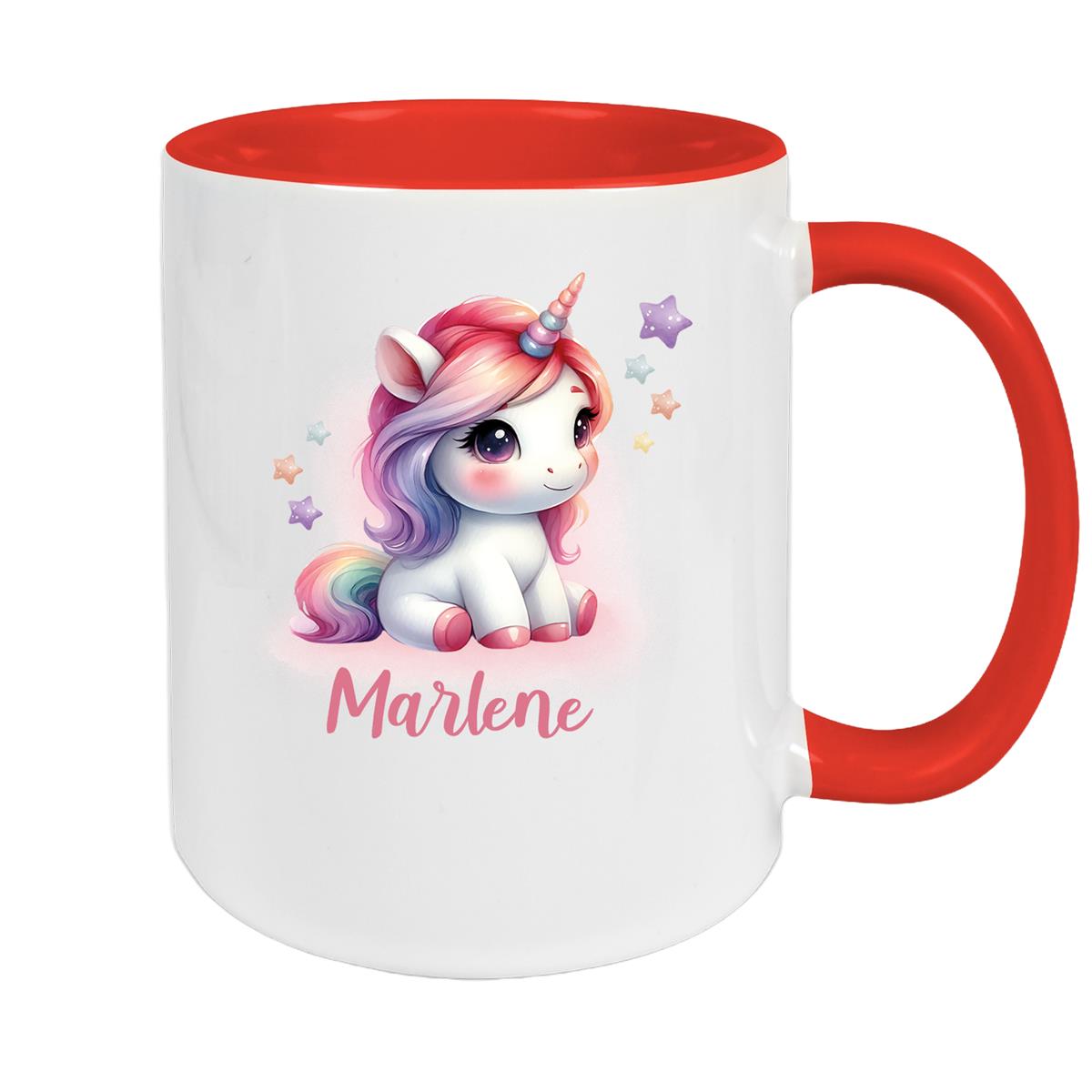 Tasse Einhorn 10 Wunschname Keramik Kinderbecher personalisiert versch. Farben