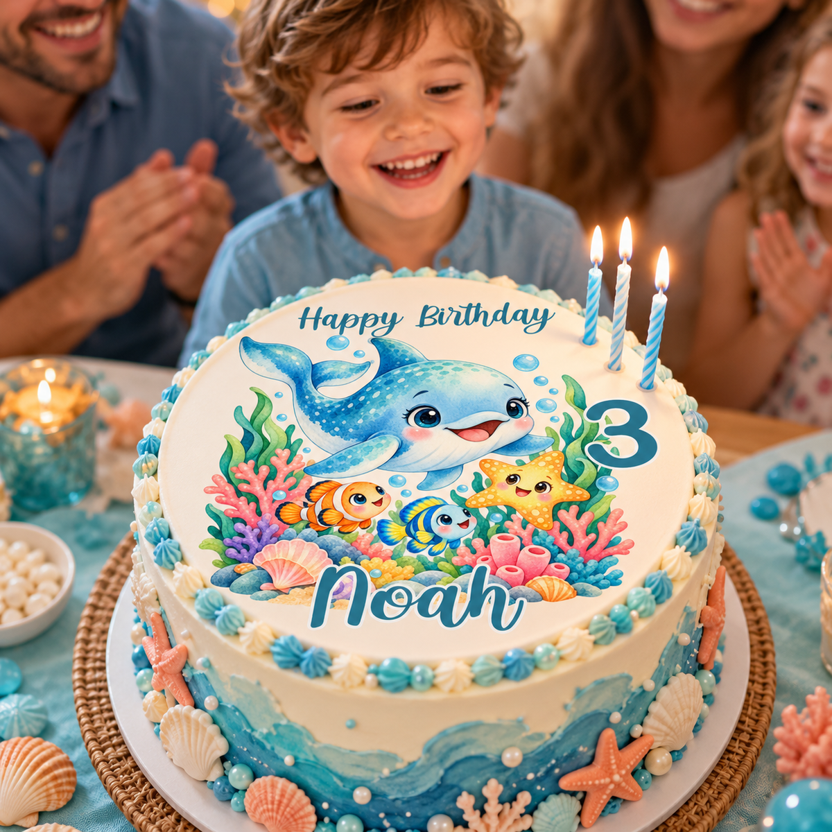 MUCKKI-PRO:68b50998469aeaa432675aebc4ab3d562ba4958fb2a159868b8ff057feb4c055:Tortenaufleger Geburtstag Delfin 1 – versch. Formen mit Name