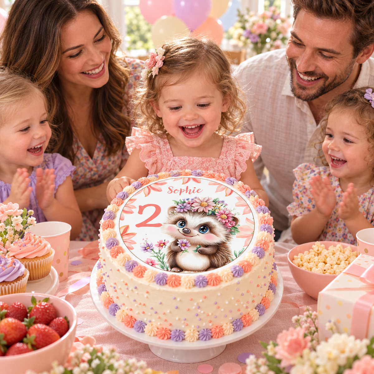 MUCKKI-PRO:bafbb284195969fed9d3cf59dbbf0f3c384f35931fee09e1c7e9c8e9de09c4f0:Tortenaufleger Geburtstag Igel 1 Name & Zahl (20cm) Fondant Papier