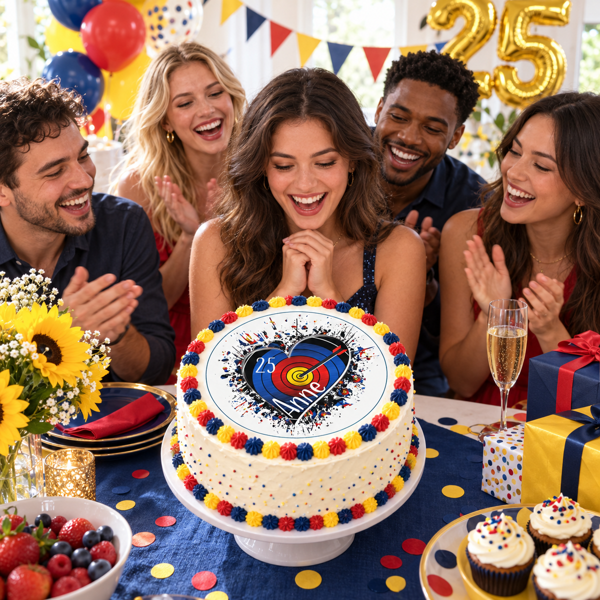 MUCKKI-PRO:b140d786c3bfd26055d165399e54e56d5a3e49626e4be5556f89004eeceeca2f:Tortenaufleger Geburtstag Archer 4 Name & Zahl (20cm) Fondant Papier