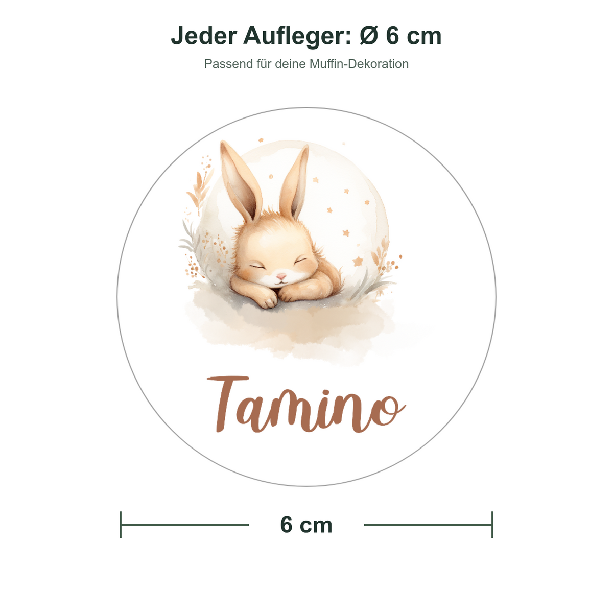 MUCKKI-PRO:62b05e48ca2e430db5d4b1fdccf5c6325ef0f22422e22fbcb117a18edfe7211f:Muffinaufleger Taufe Hase 2 – 12 Stück à 6 cm mit Name und Taufdatum