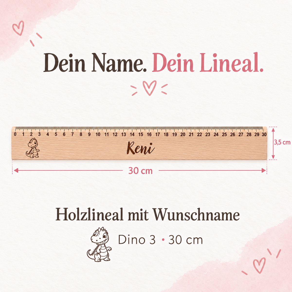 MUCKKI-PRO:23af2fc00ae00d6ee096f936dba033863bff11b7d28a9defefeccac1b6154fc3:Lineal Holz personalisiert Dino 3, 30cm