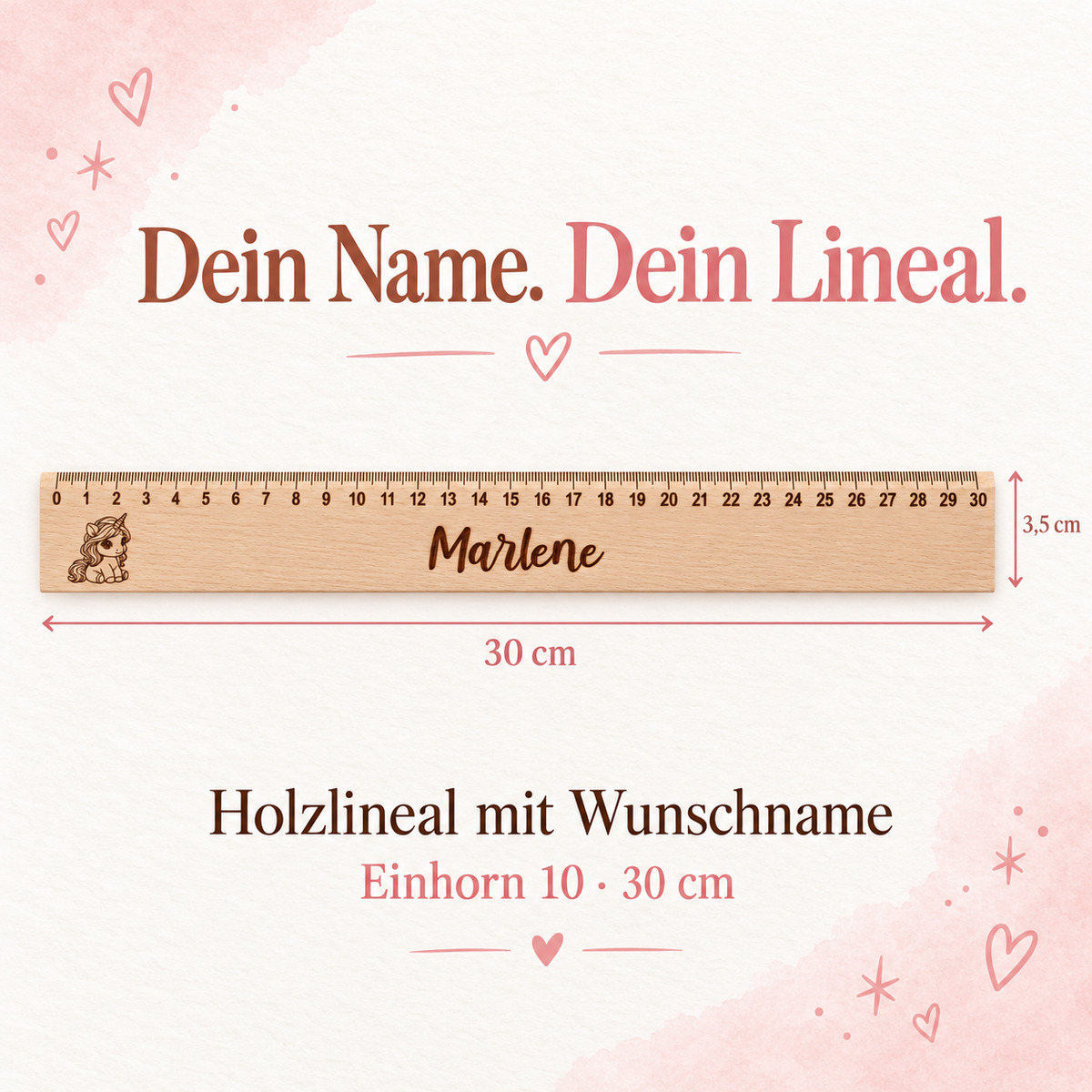 MUCKKI-PRO:a0cdad42cfc0438d72e880f78fcfb4222ef1ae7015a750858caa0aa535fa2bed:Lineal Holz personalisiert Einhorn 10, 30cm