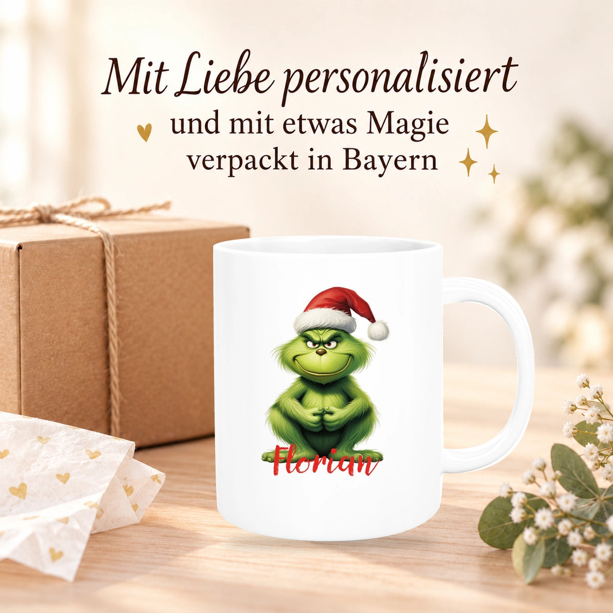 Tasse Wunschname Weihnachten Grinch 5 Keramik Kinderbecher versch. Farben
