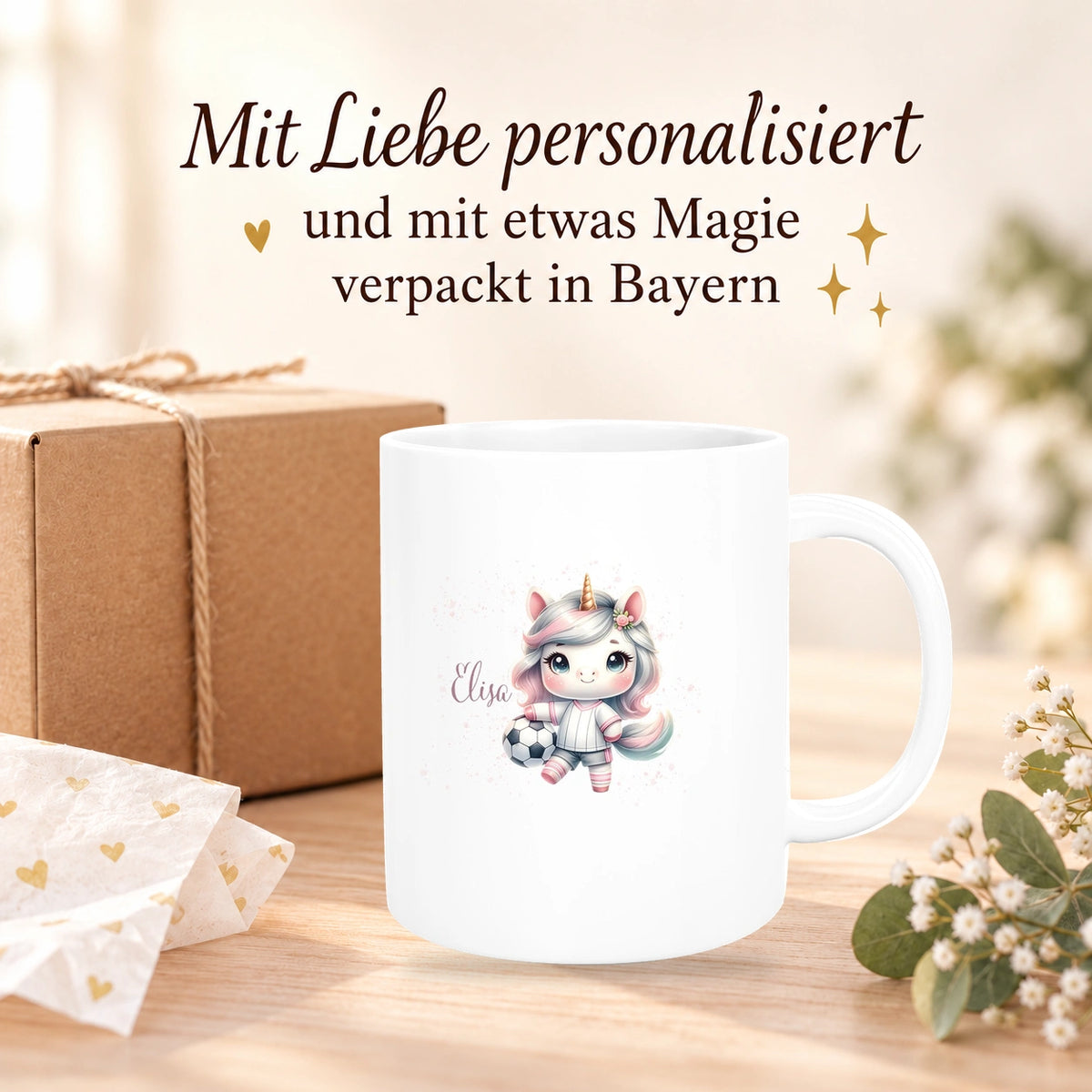 Tasse Fußball 10 Wunschname Keramik Kinderbecher personalisiert versch. Farben