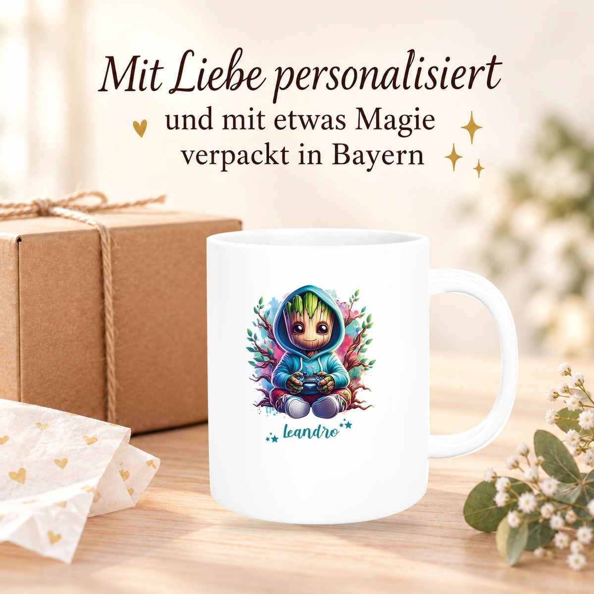 Tasse Wunschname Baby-Groot 6 Keramik Kinderbecher personalisiert versch. Farben